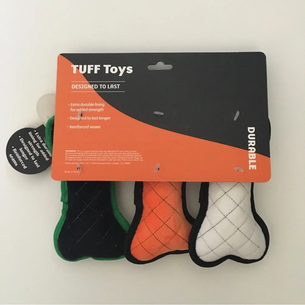 Dog Toys with Squeaker Halloween Theme Bone Shape Reinforced Seams NEW Tuff Toys